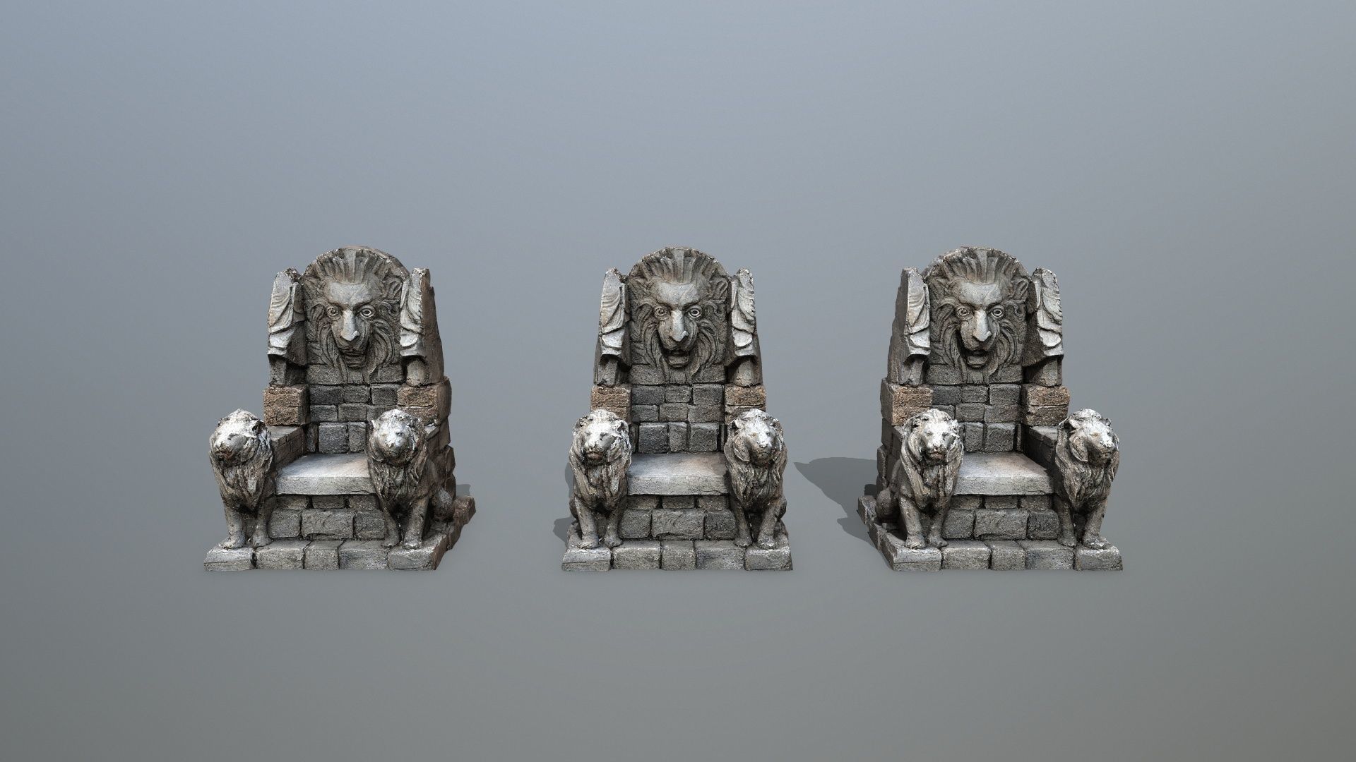  Lion Stone Throne  Low-poly 3D model_12