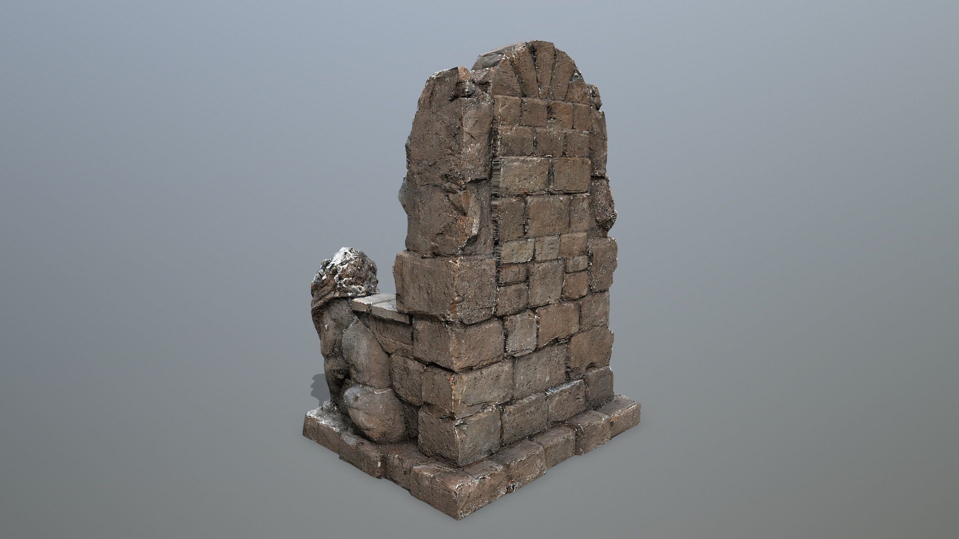  Lion Stone Throne  Low-poly 3D model_6
