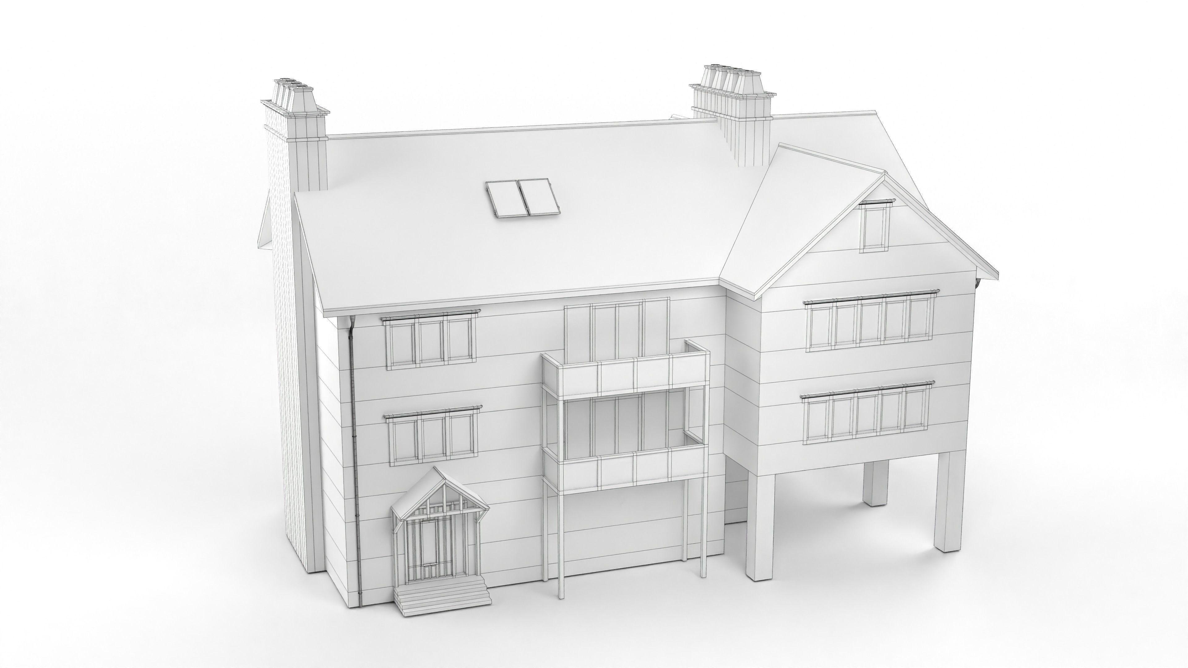 British House Design 06 Low-poly 3D model_7