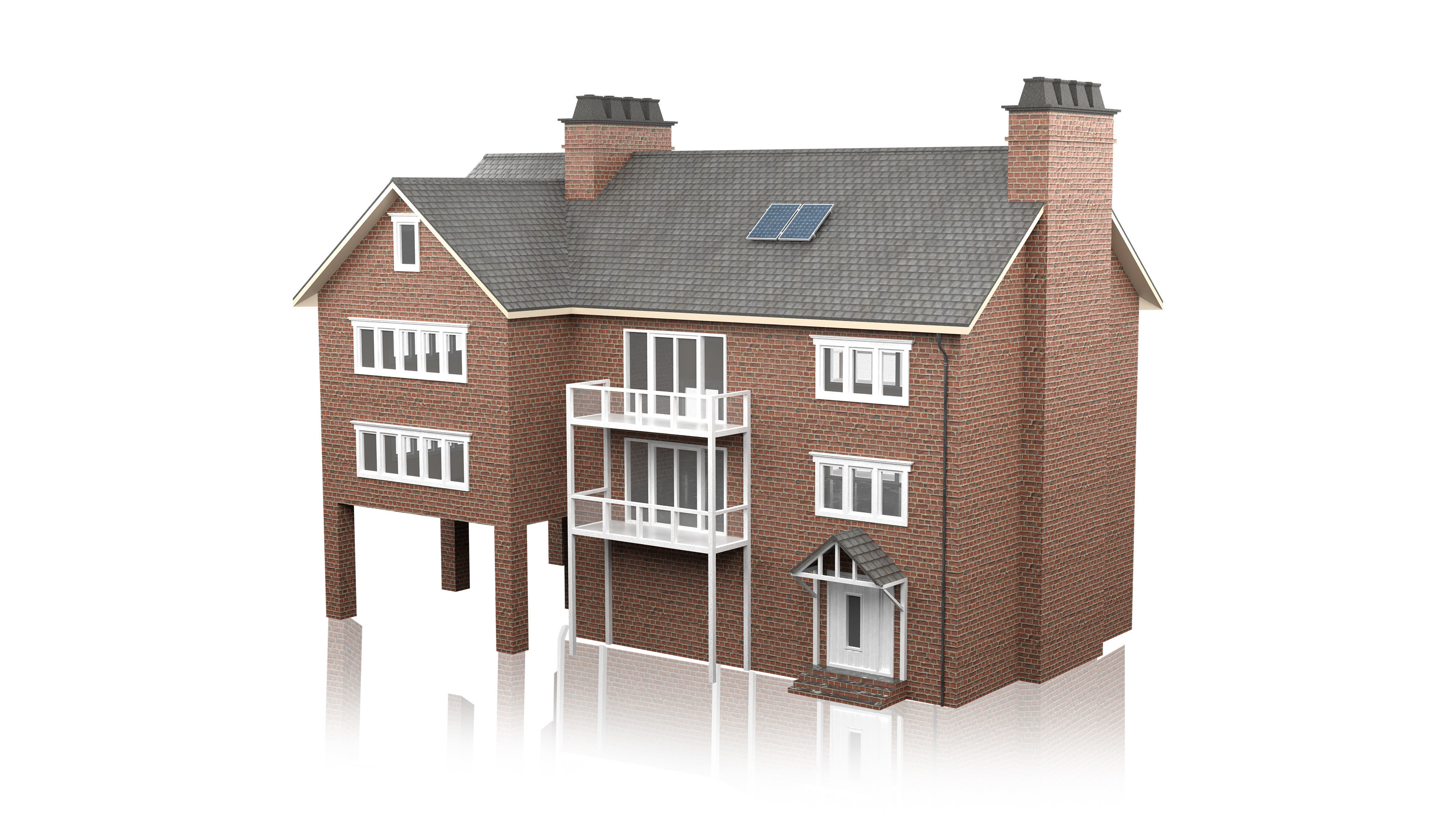 British House Design 06 Low-poly 3D model_2