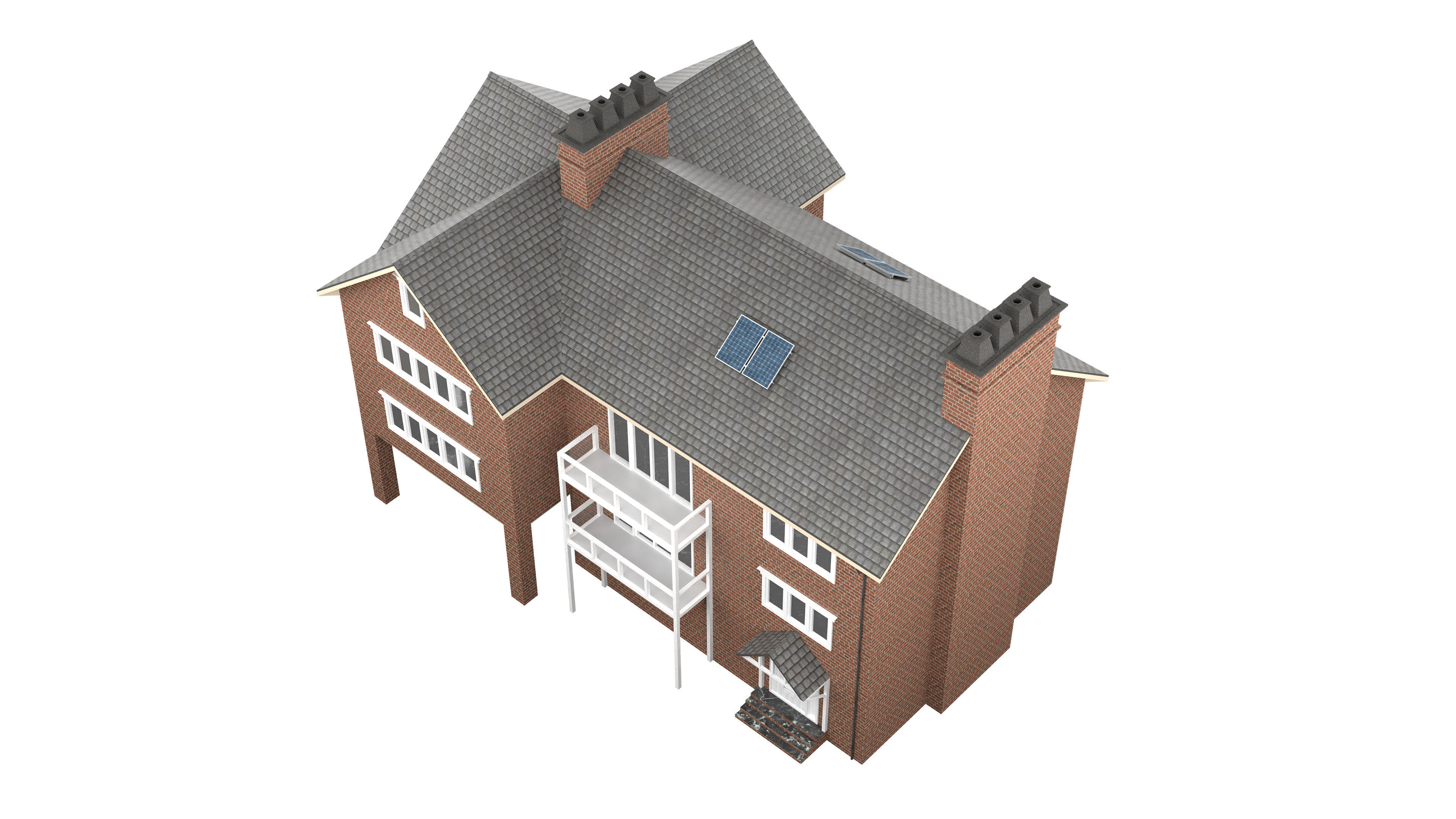 British House Design 06 Low-poly 3D model_3