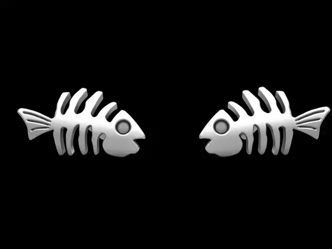 Earrings skeleton fish
