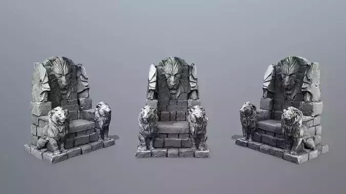 Lion Stone Throne 