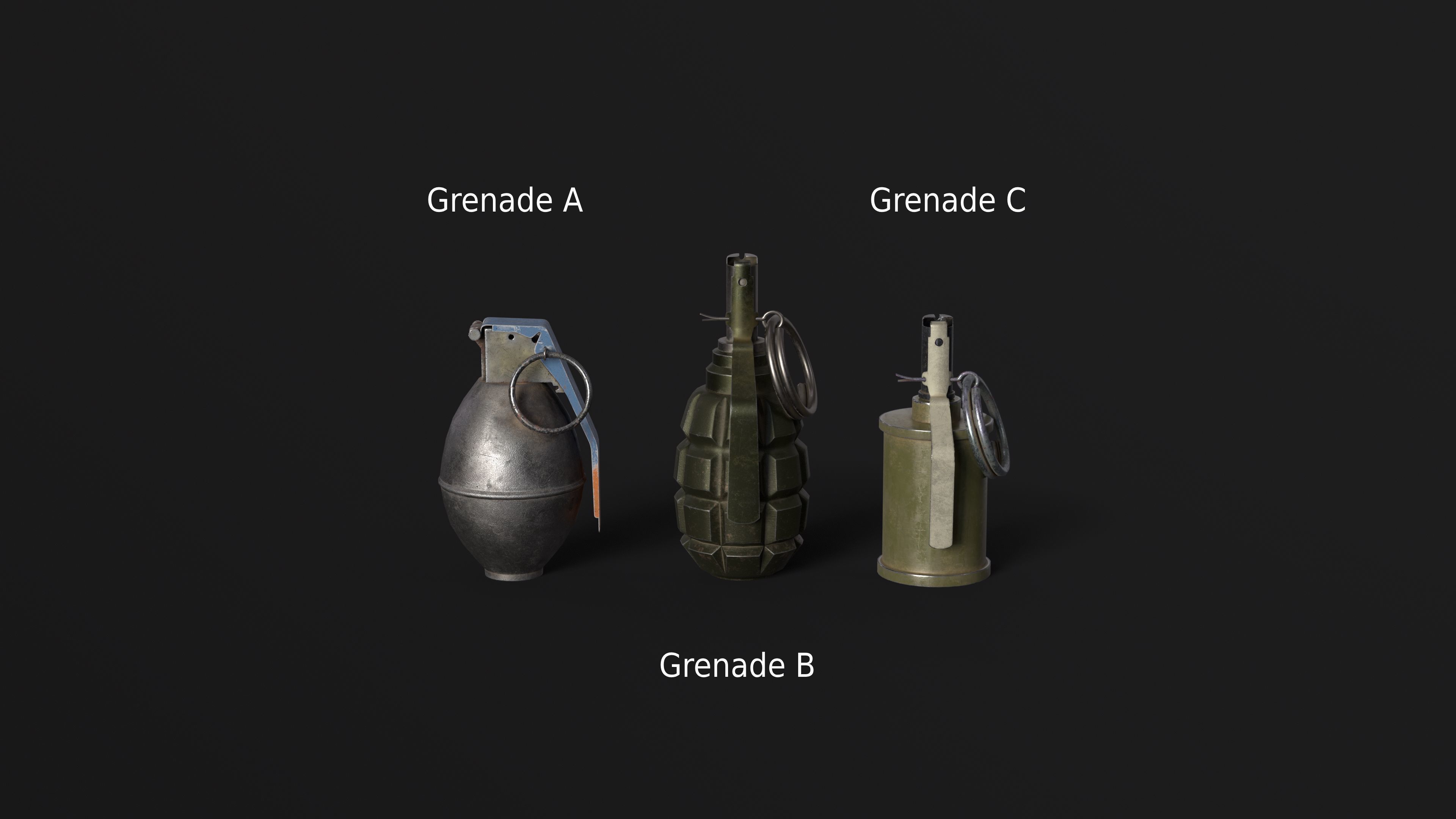 Hand Grenade Pack Low-poly 3D model_11
