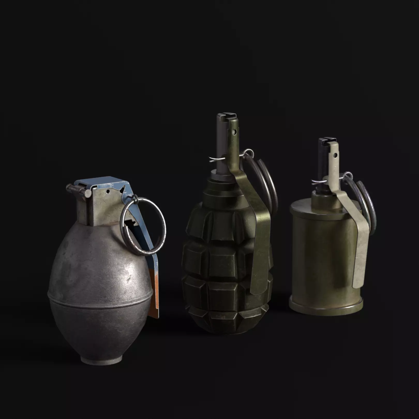 Hand Grenade Pack Low-poly 3D model_0
