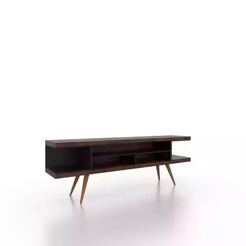 brown and black Tv stand-console 
