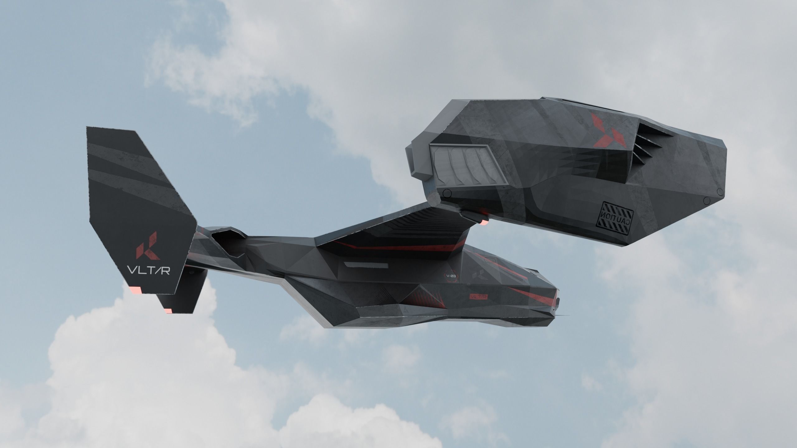Dropship jet Low-poly 3D model_3