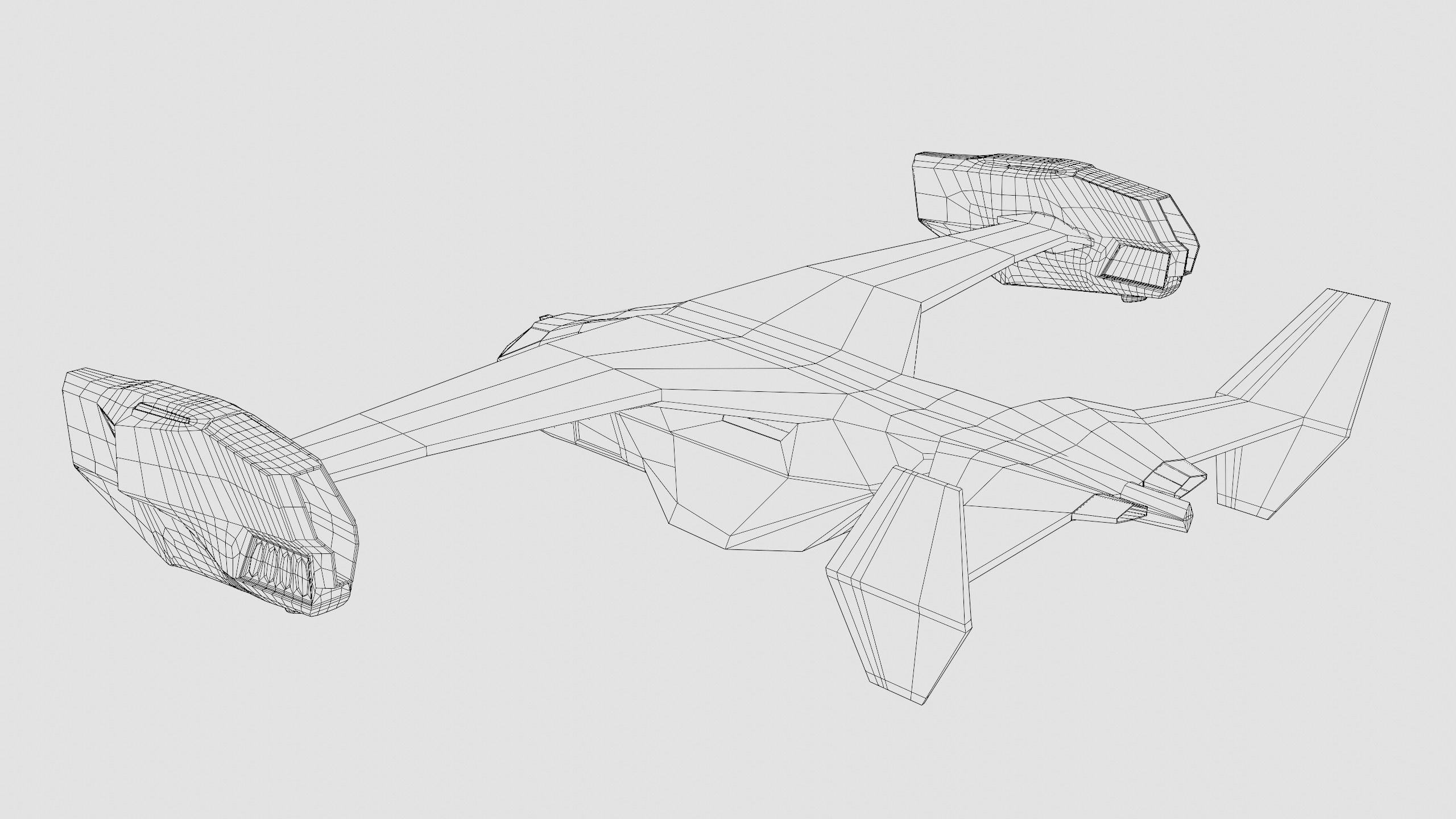 Dropship jet Low-poly 3D model_4