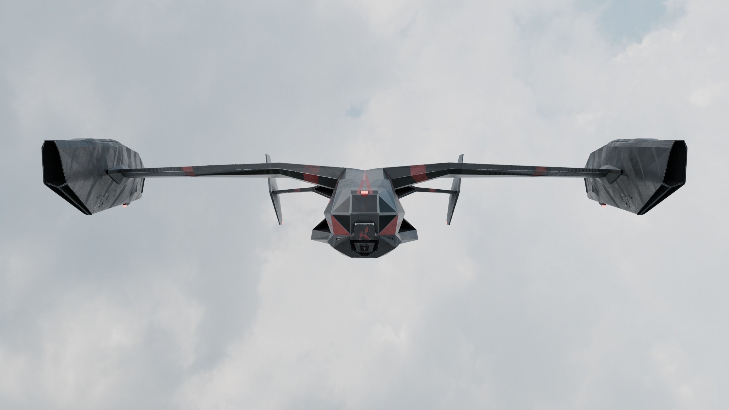 Dropship jet Low-poly 3D model_2