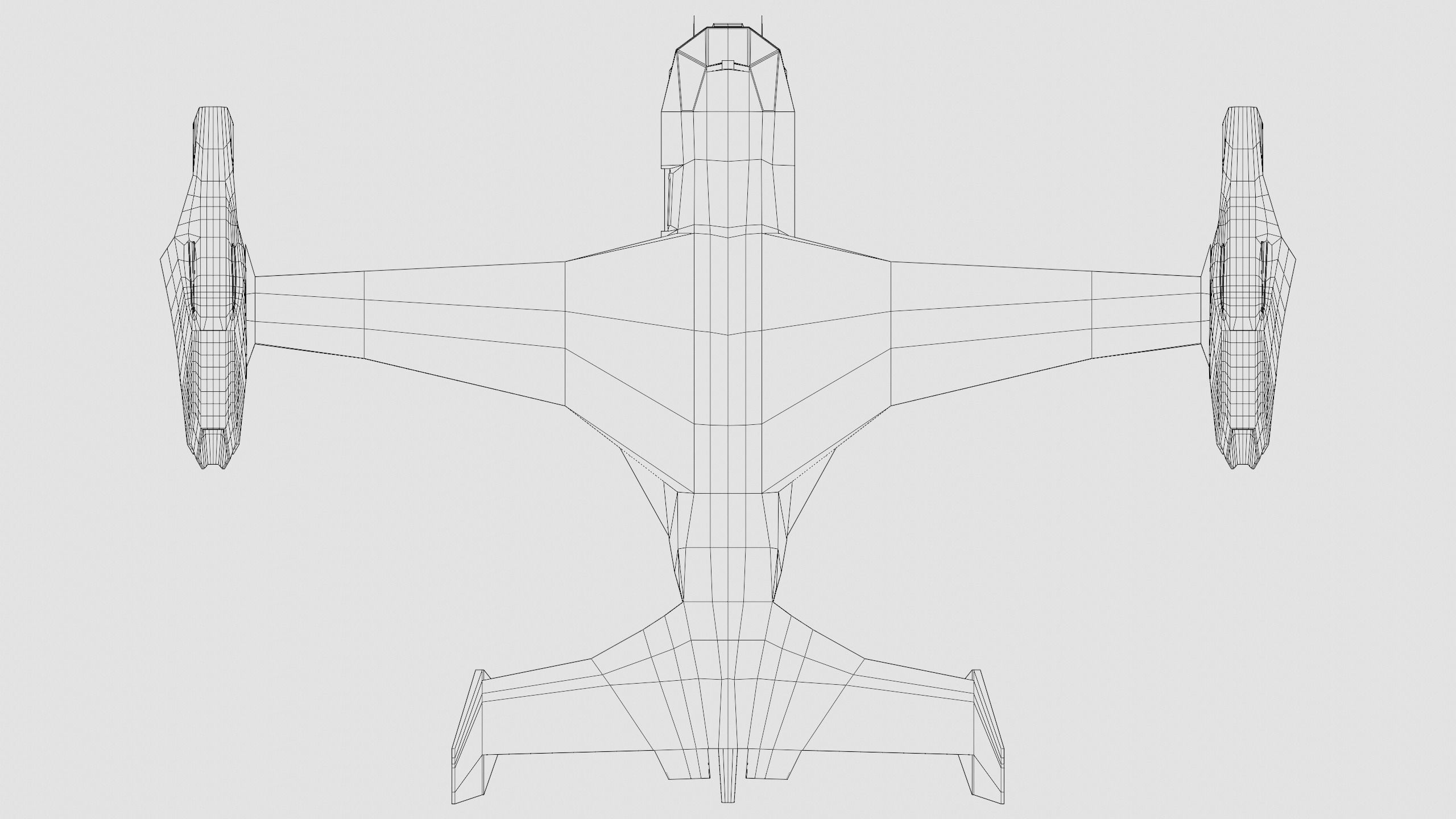 Dropship jet Low-poly 3D model_5