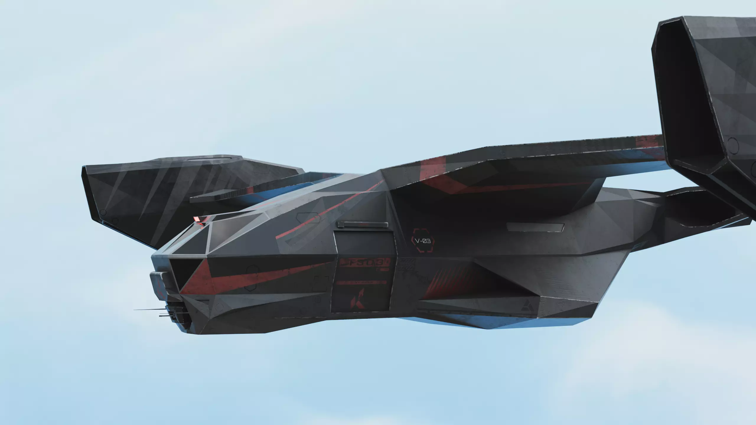 Dropship jet Low-poly 3D model_0
