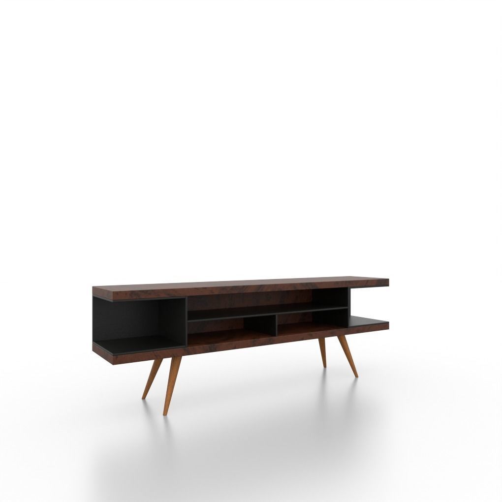 white and brown Tv stand-console Low-poly 3D model_3