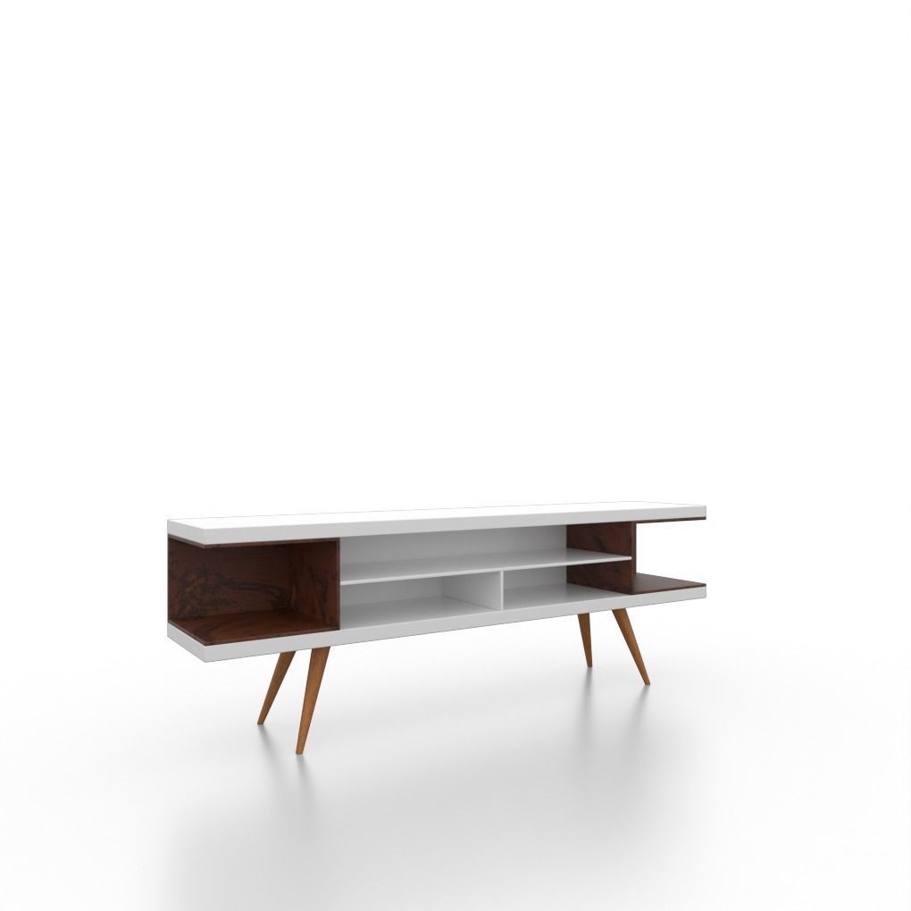 white and brown Tv stand-console Low-poly 3D model_1