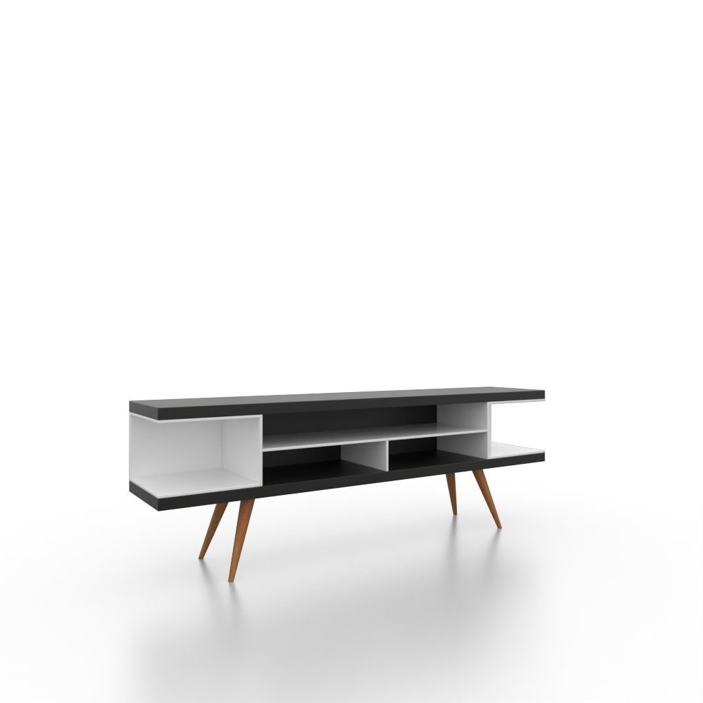 white and brown Tv stand-console Low-poly 3D model_4