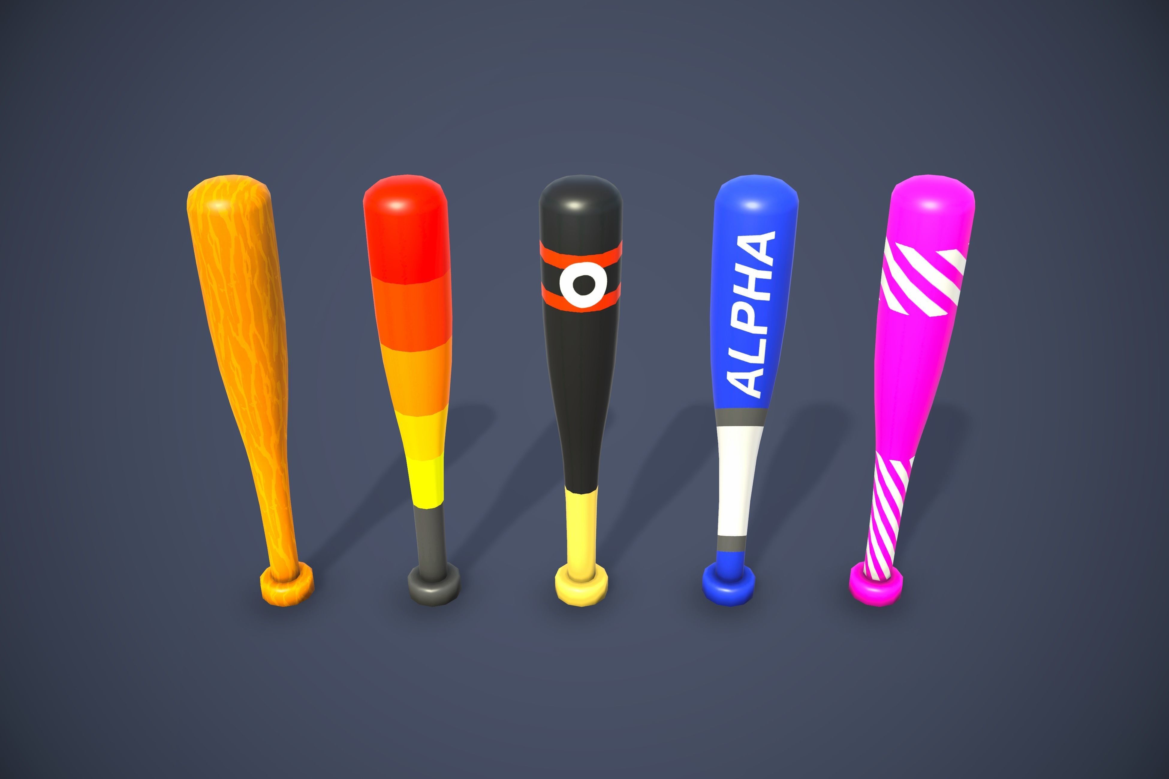 Sport Bats Swing Set - Lowpoly Sport Pack Low-poly 3D model_3