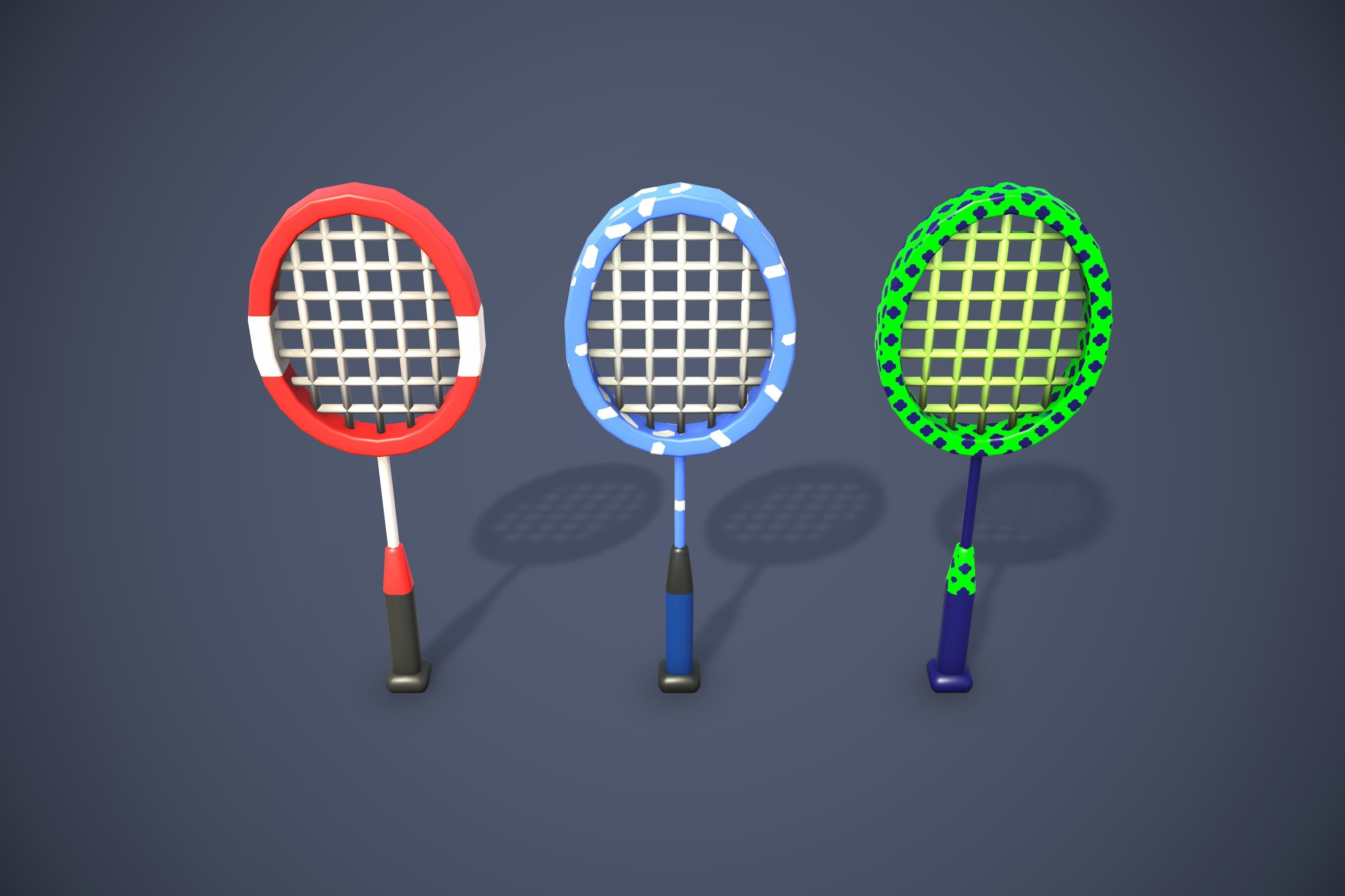 Sport Bats Swing Set - Lowpoly Sport Pack Low-poly 3D model_2