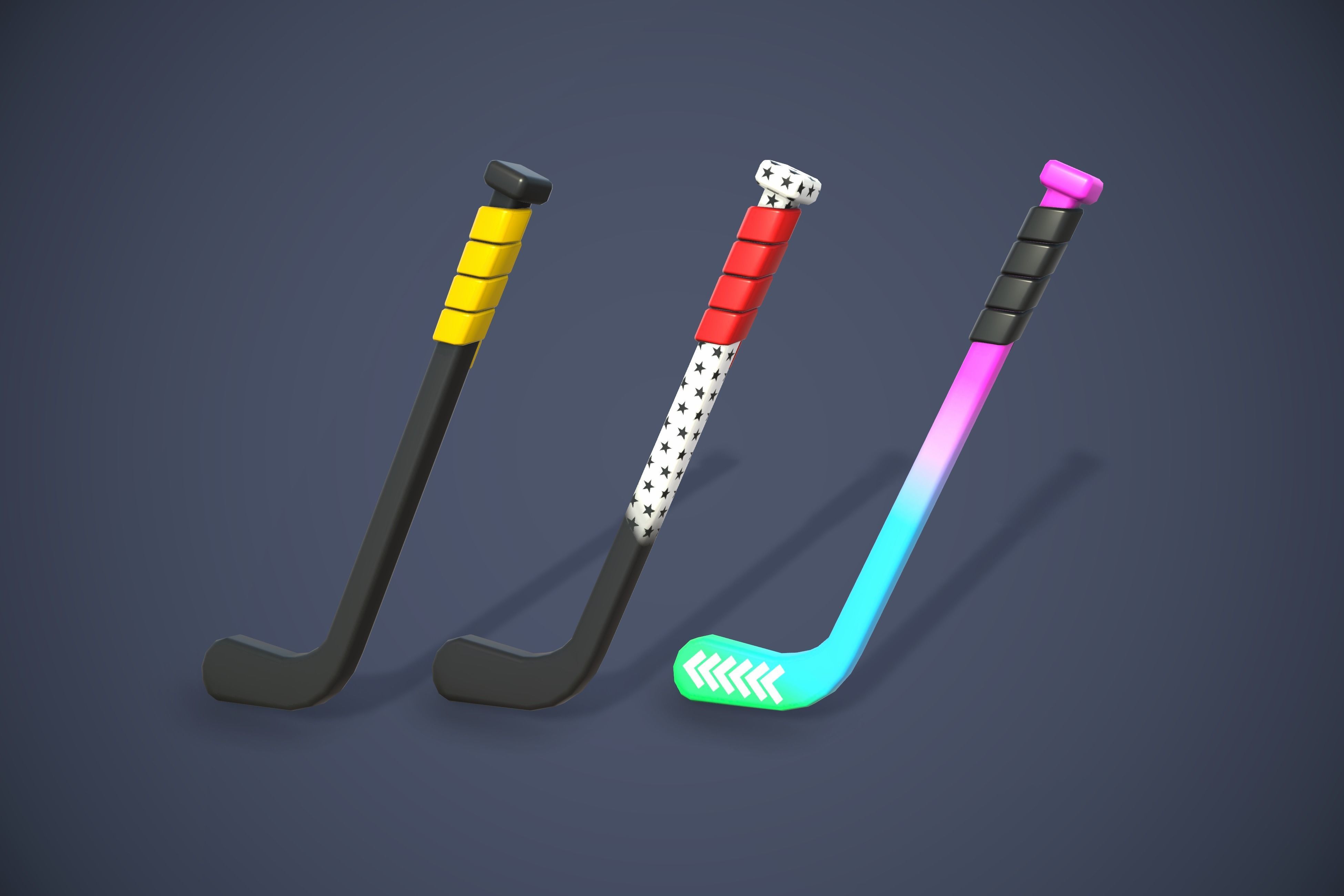 Sport Bats Swing Set - Lowpoly Sport Pack Low-poly 3D model_5