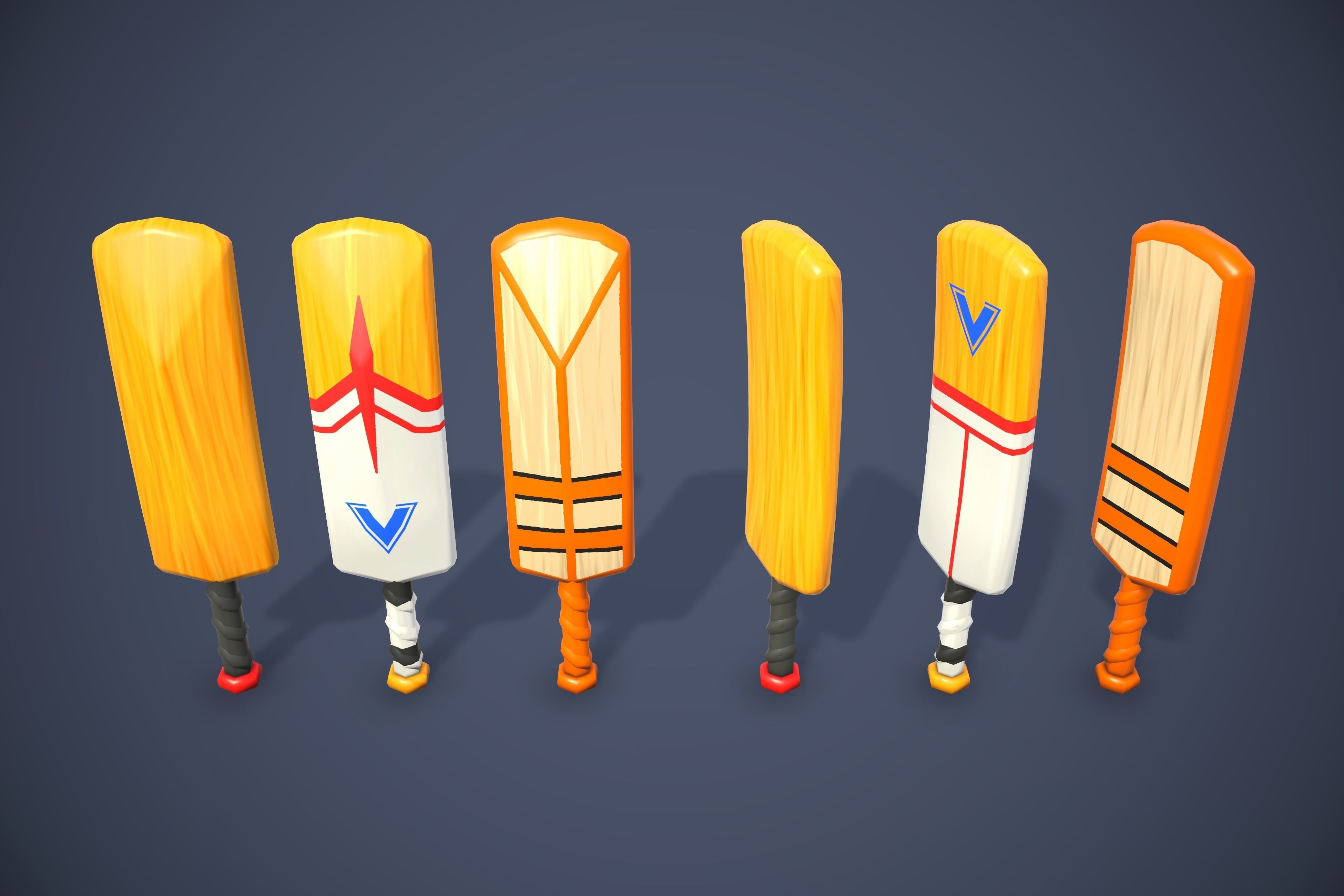 Sport Bats Swing Set - Lowpoly Sport Pack Low-poly 3D model_4