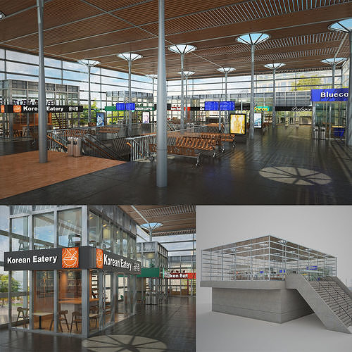 Realistic Railway train Station 3D Model  3D model