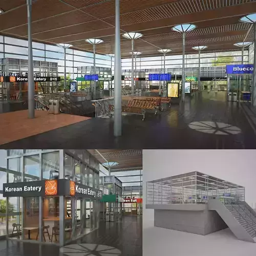 Realistic Railway train Station 3D Model 