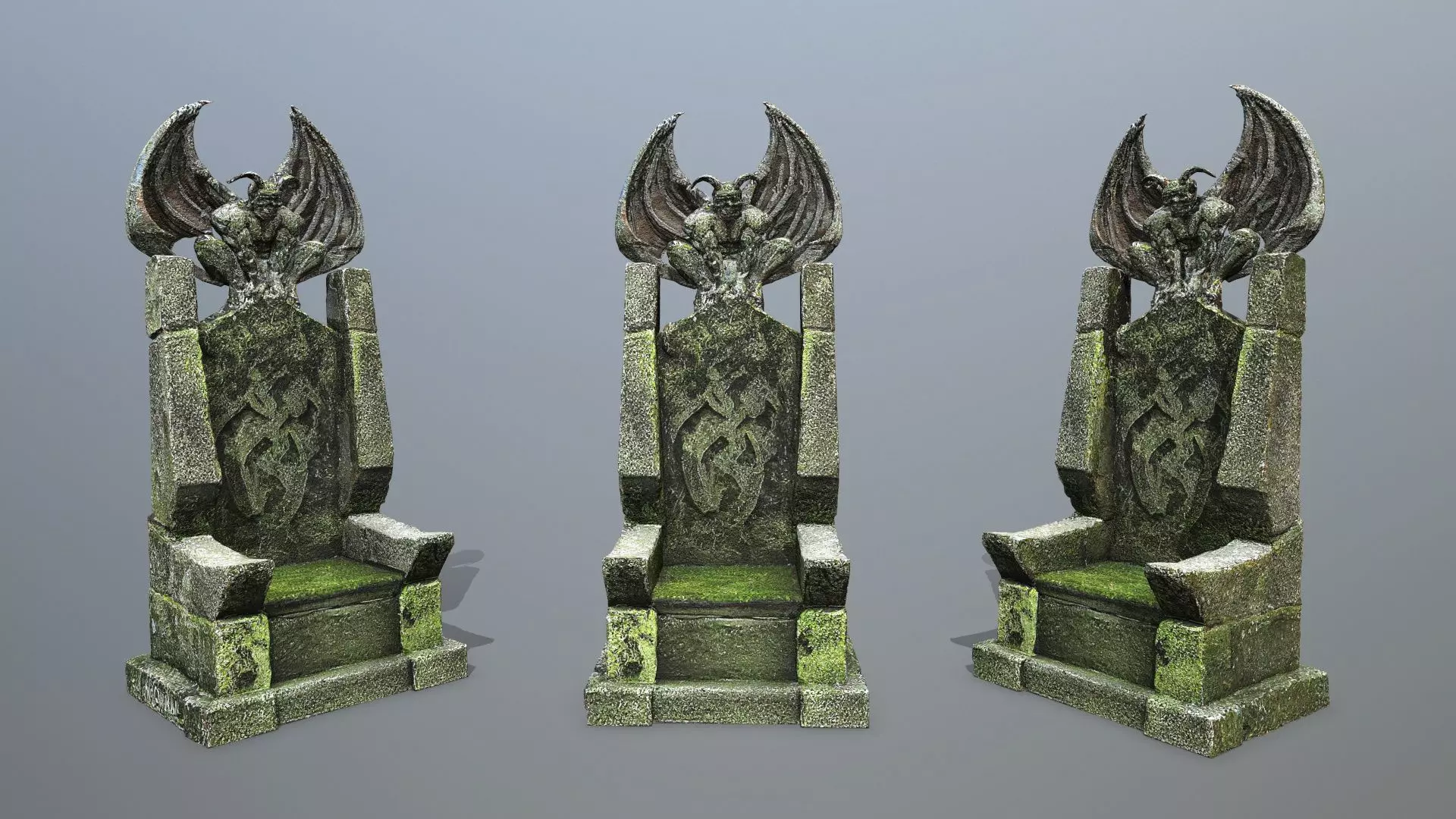 Devil Stone Throne Low-poly 3D model_0