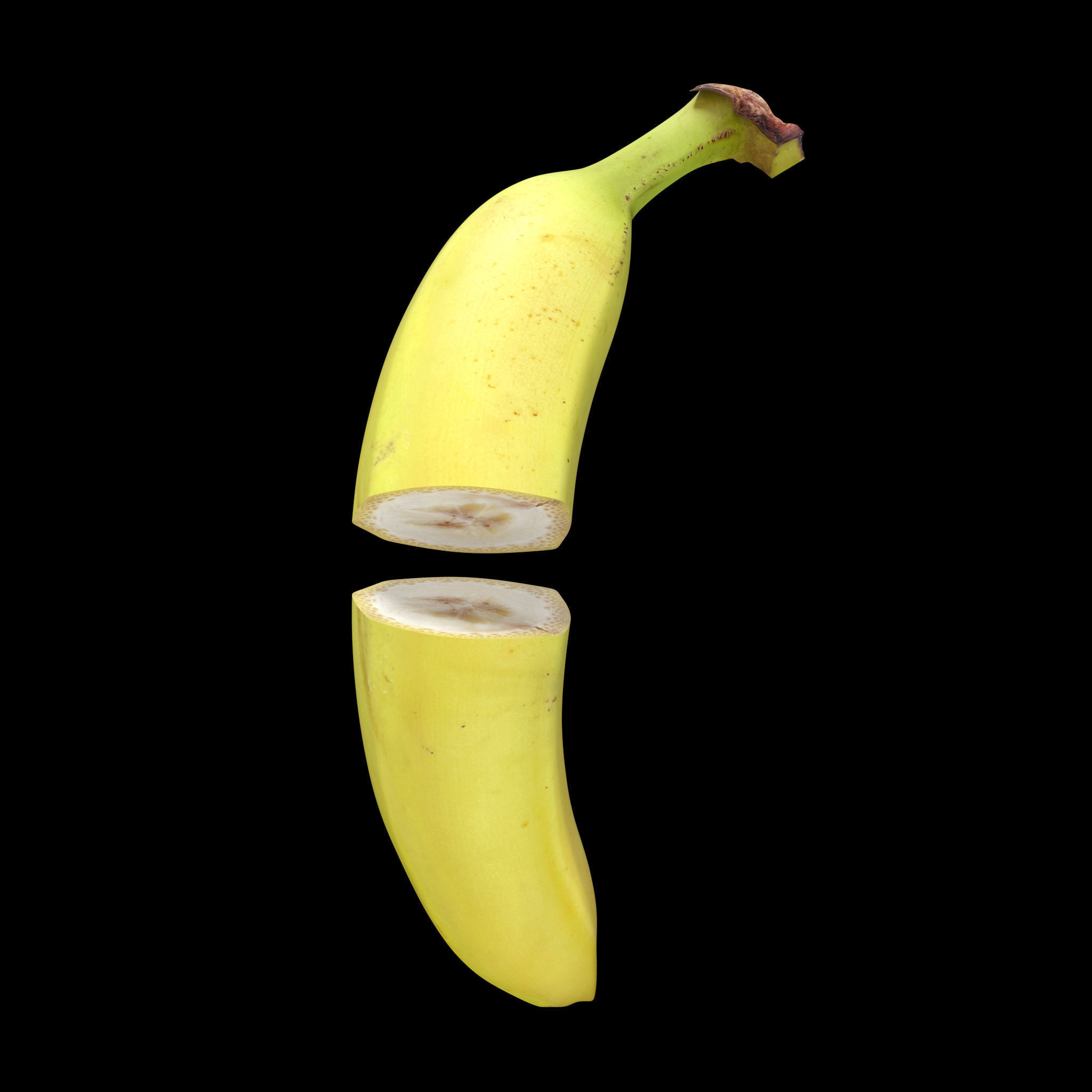 Banana Whole Half And Slices 3D model_9