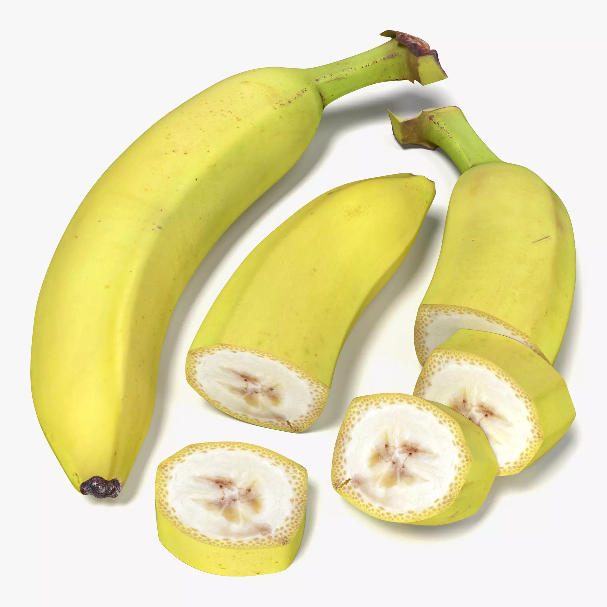Banana Whole Half And Slices 3D model_0