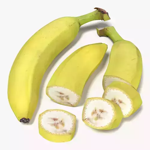 Banana Whole Half And Slices 3D model
