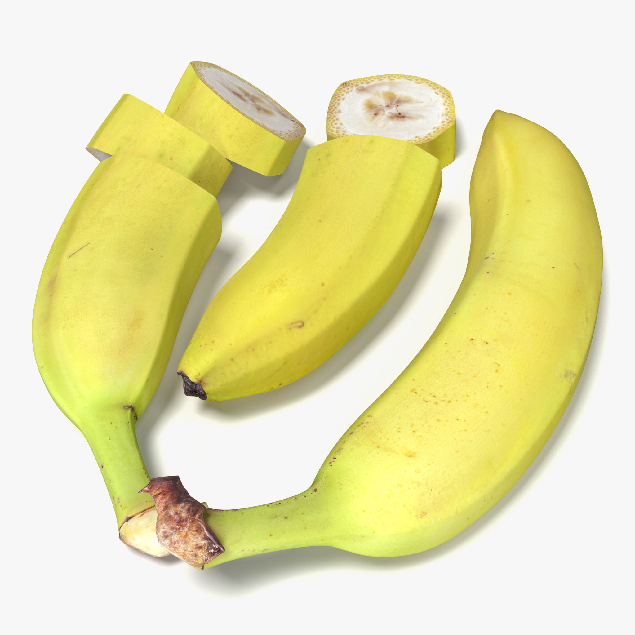 Banana Whole Half And Slices 3D model_6