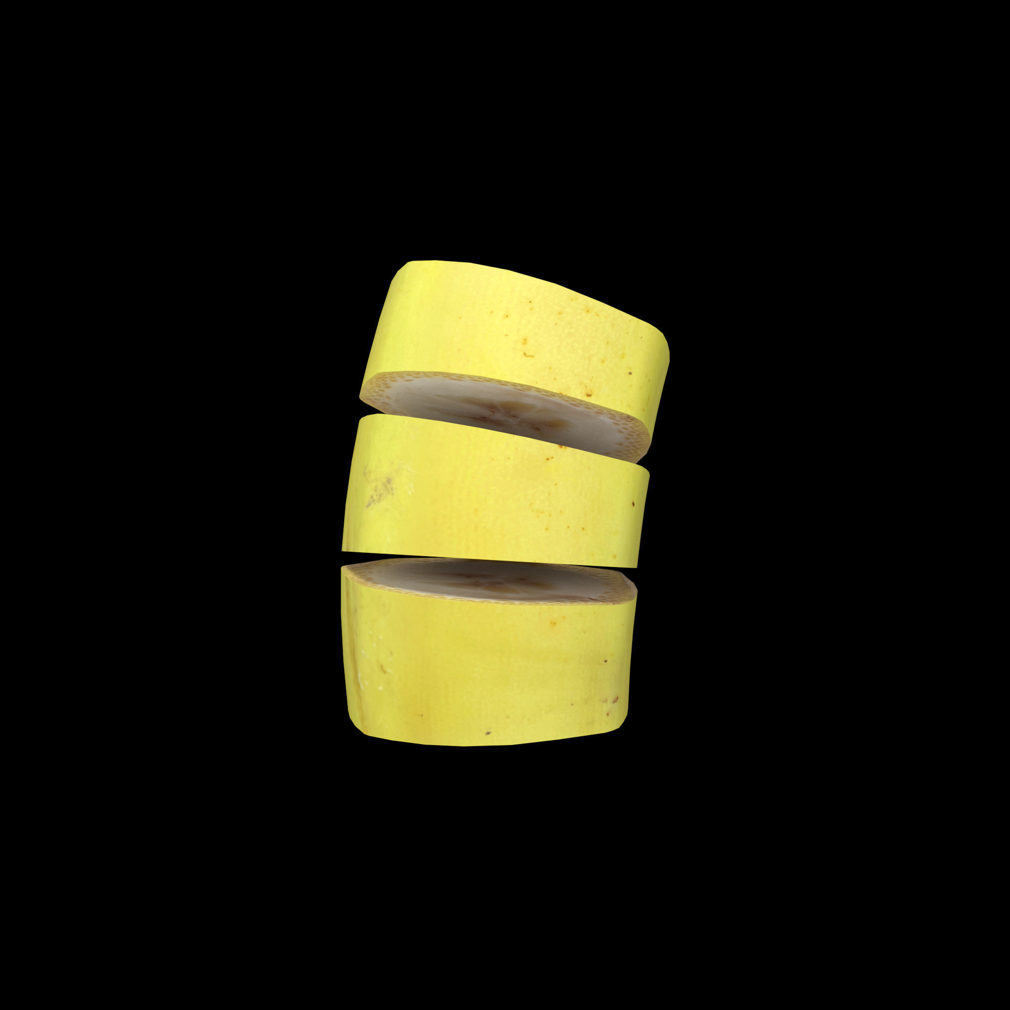 Banana Whole Half And Slices 3D model_10