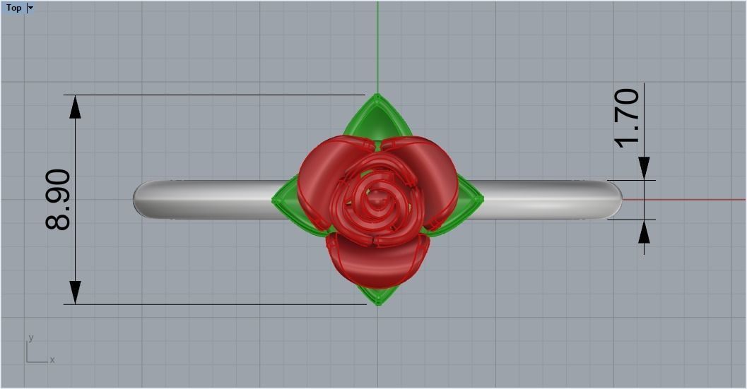 Rose flower 4-11 size 3D print model_3