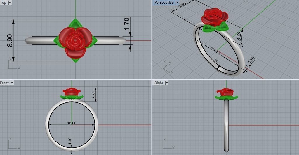 Rose flower 4-11 size 3D print model_7