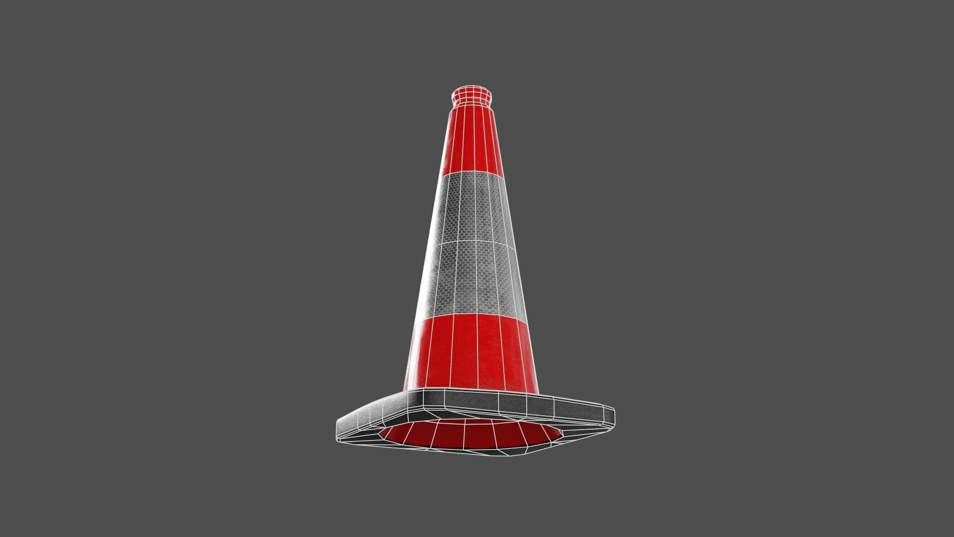 Traffic Cone PBR Game-Ready Low-poly 3D model_7