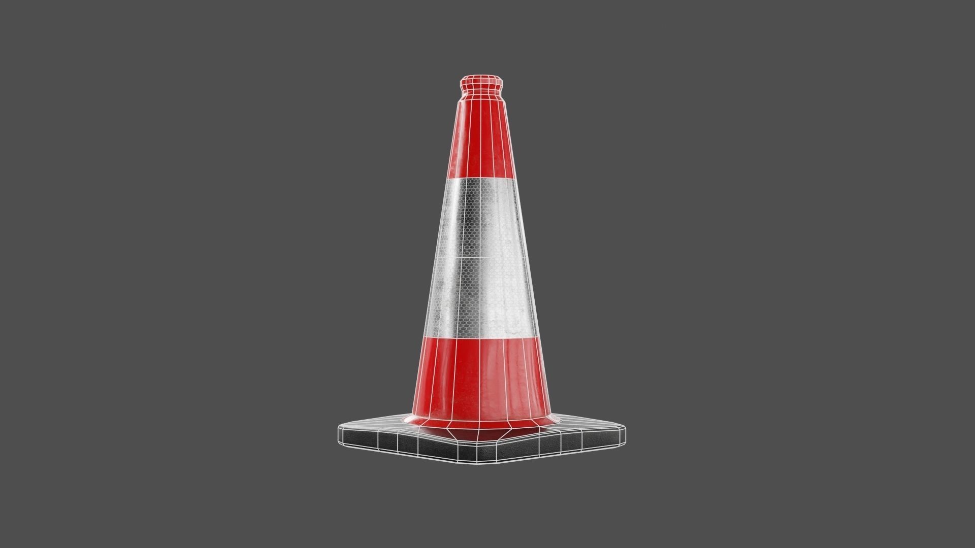 Traffic Cone PBR Game-Ready Low-poly 3D model_4