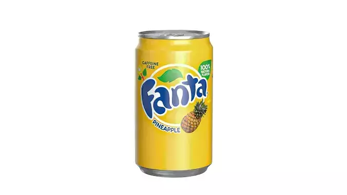 Fanta Pineapple Drink Can Sleek 200ml 03 Low-poly 3D model