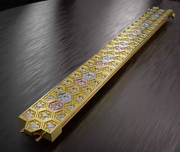 Mdtc Honeycomb bracelet 3 row  3D print model