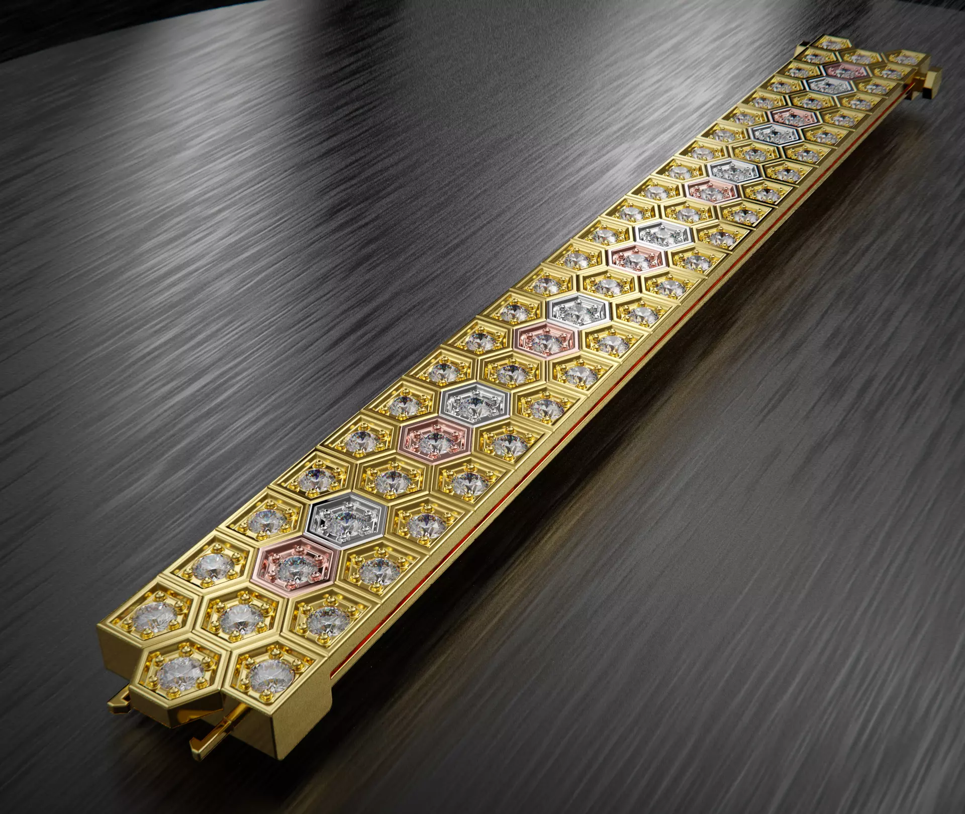 Mdtc Honeycomb bracelet 3 row  3D print model_0