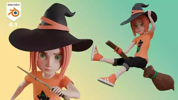 Cartoon Witch Rigged