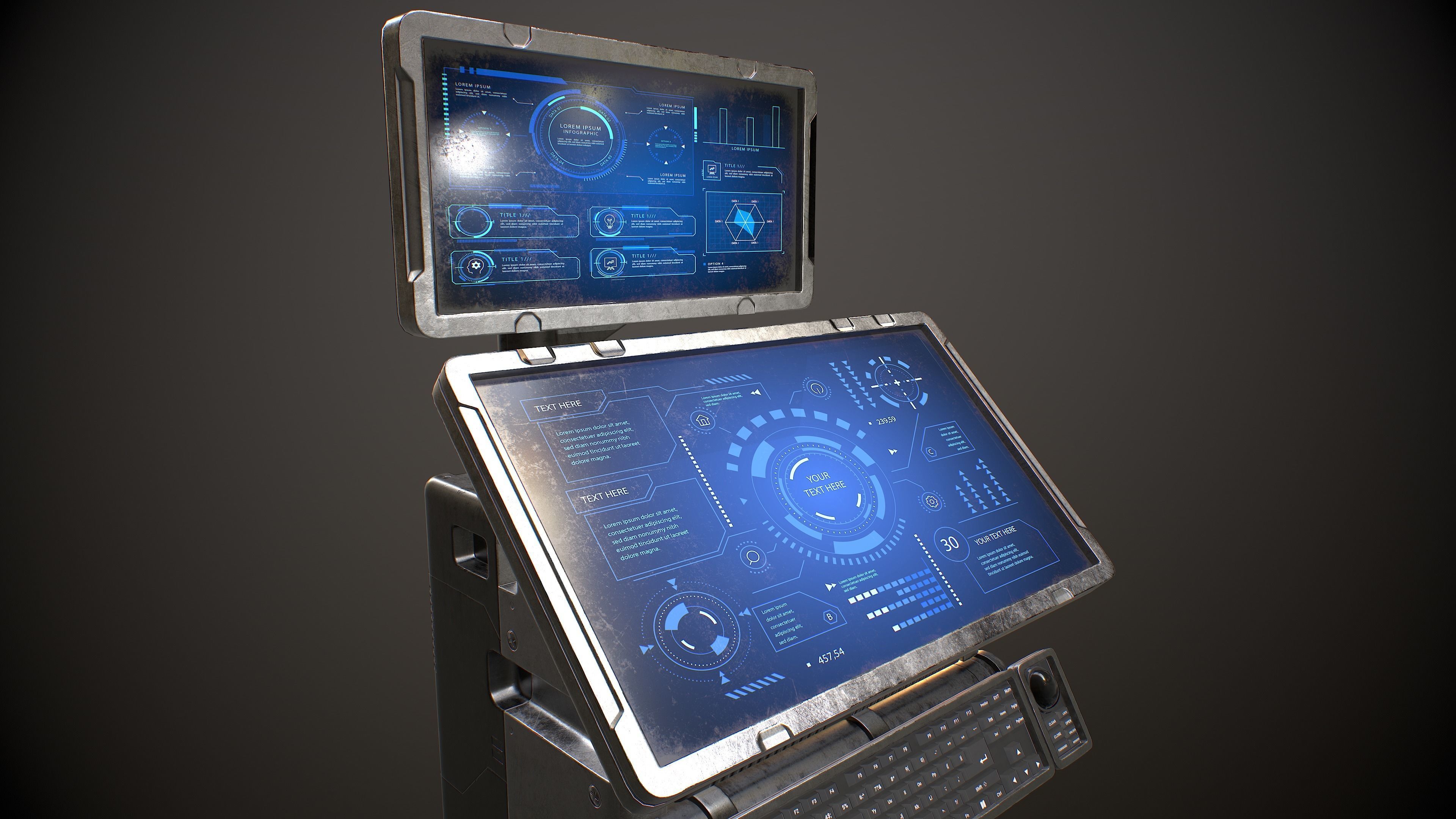 Sci-fi Terminal 5 Low-poly 3D model_7