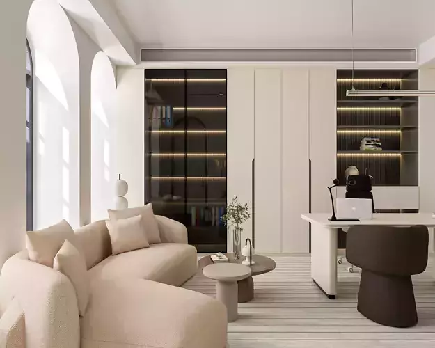 A Peaceful Corner for Productivity Home Office Interior Design