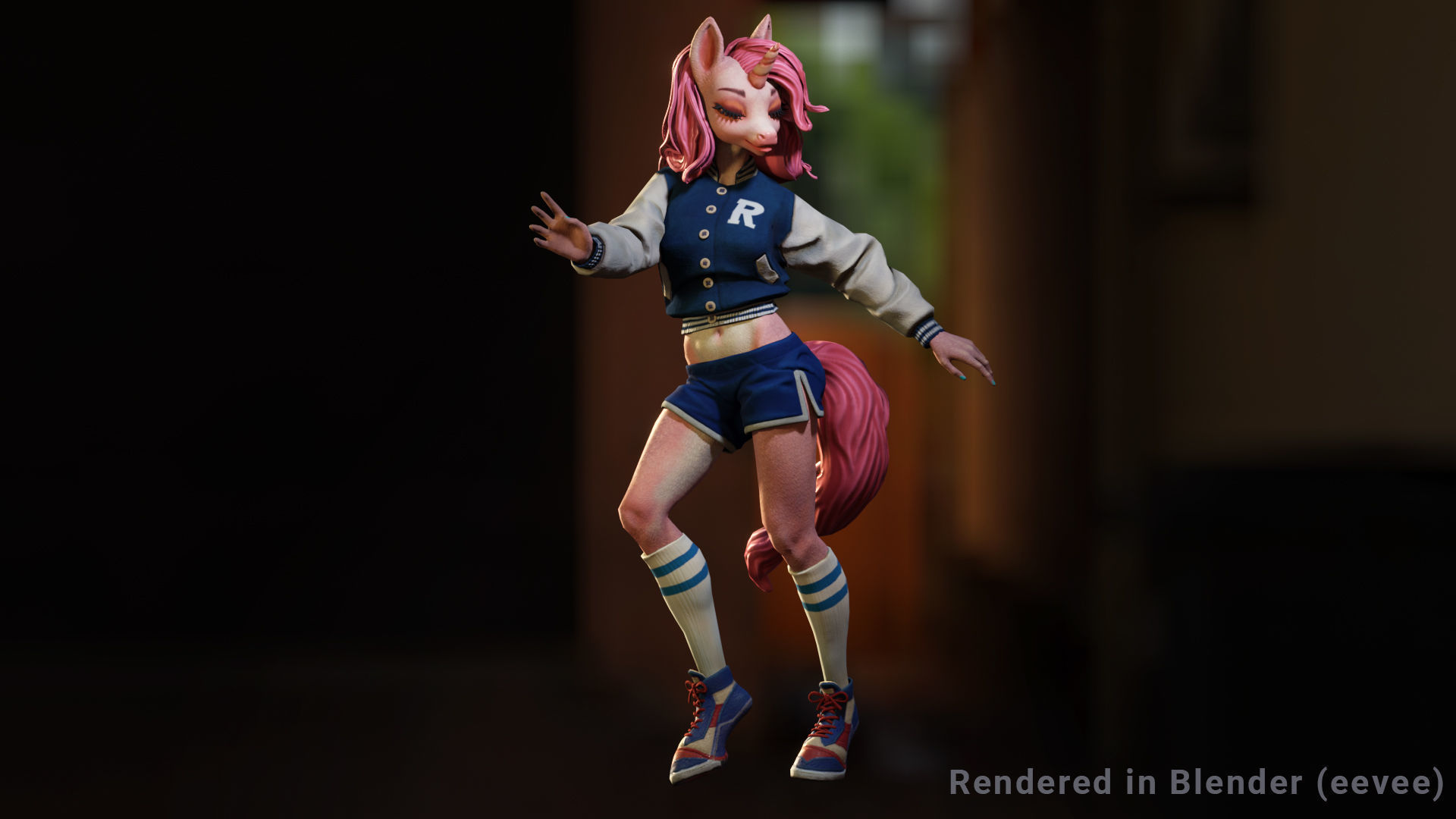 Unicorn girl Low-poly 3D model_7