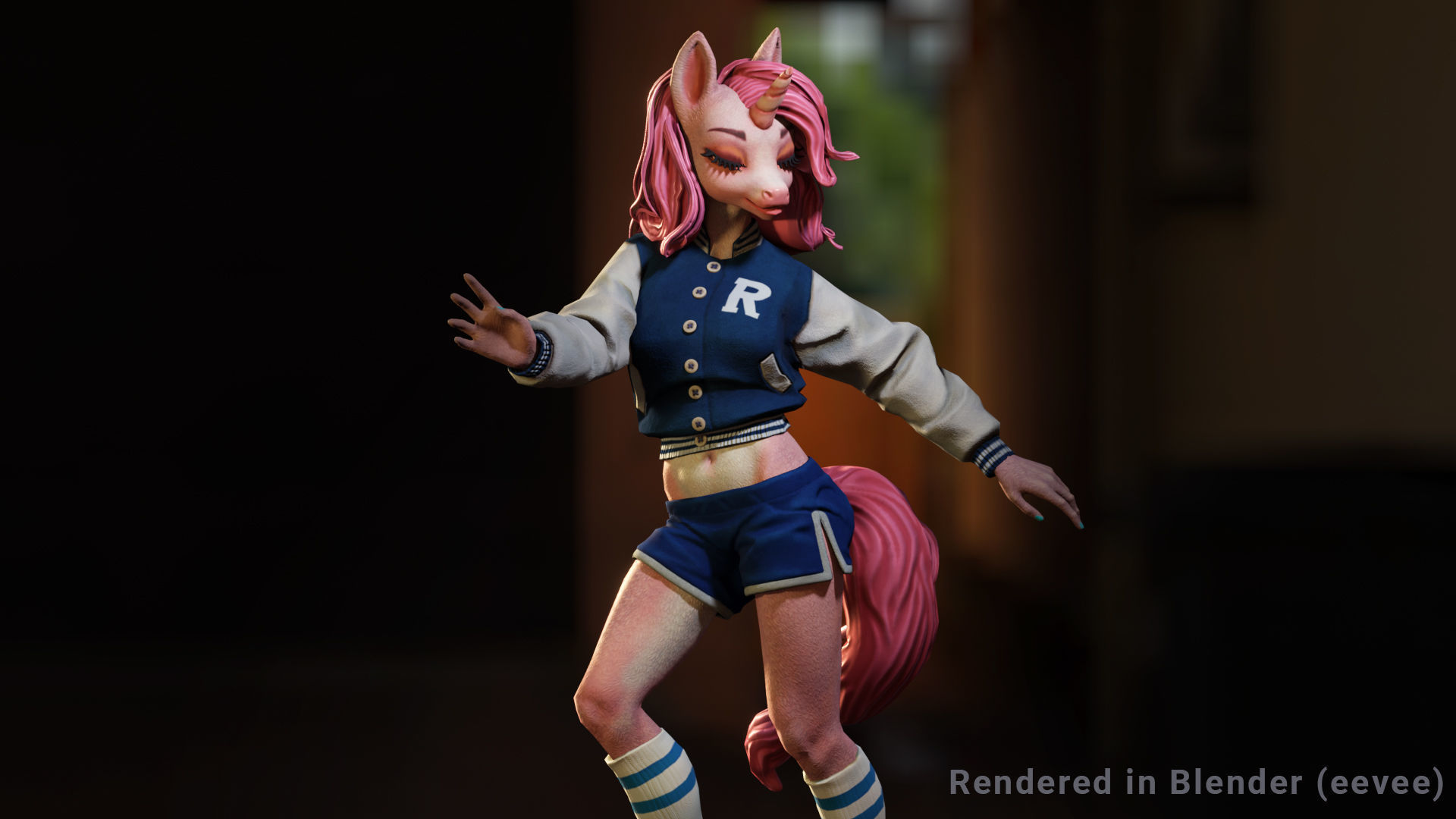 Unicorn girl Low-poly 3D model_6