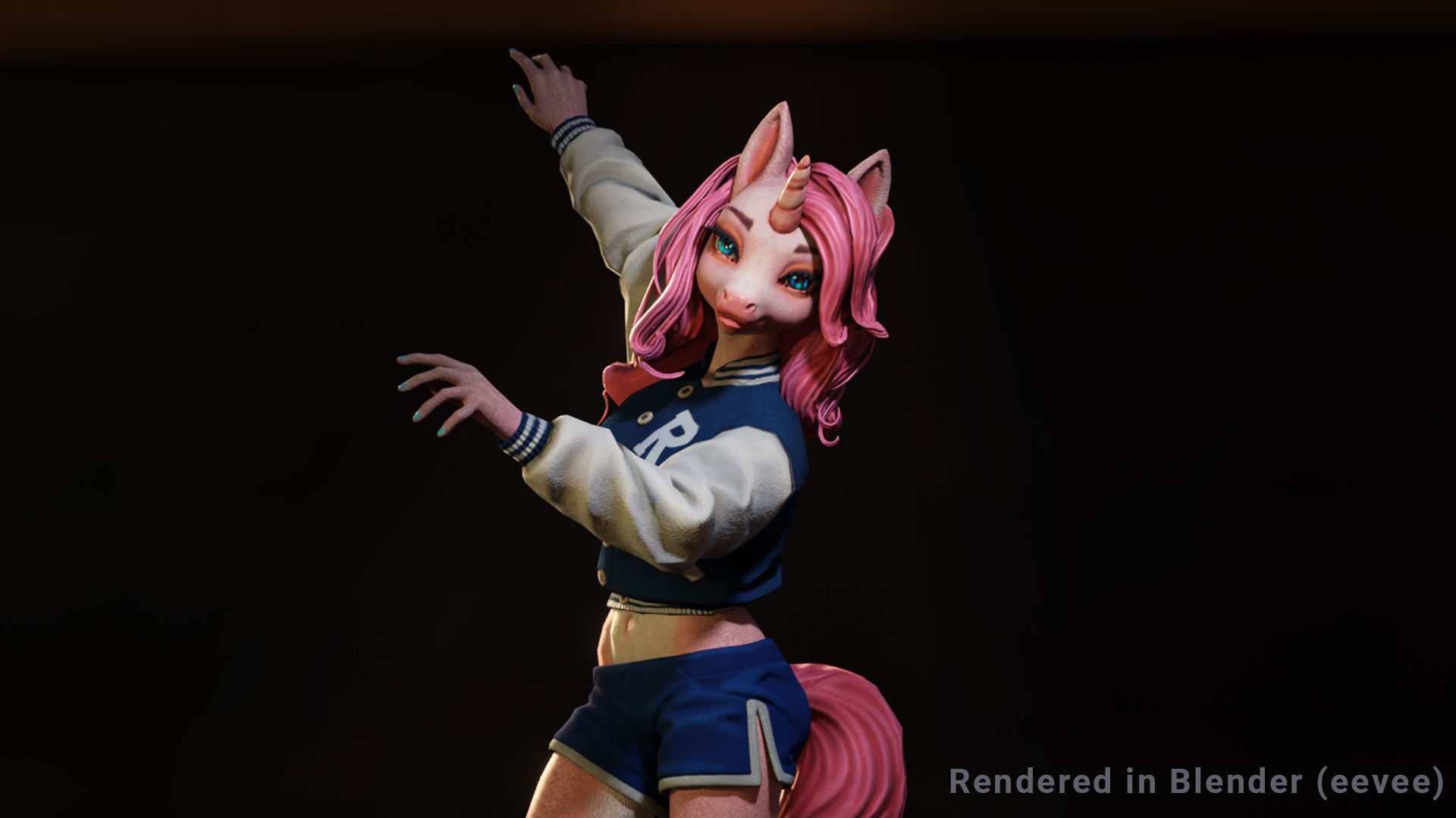 Unicorn girl Low-poly 3D model_3