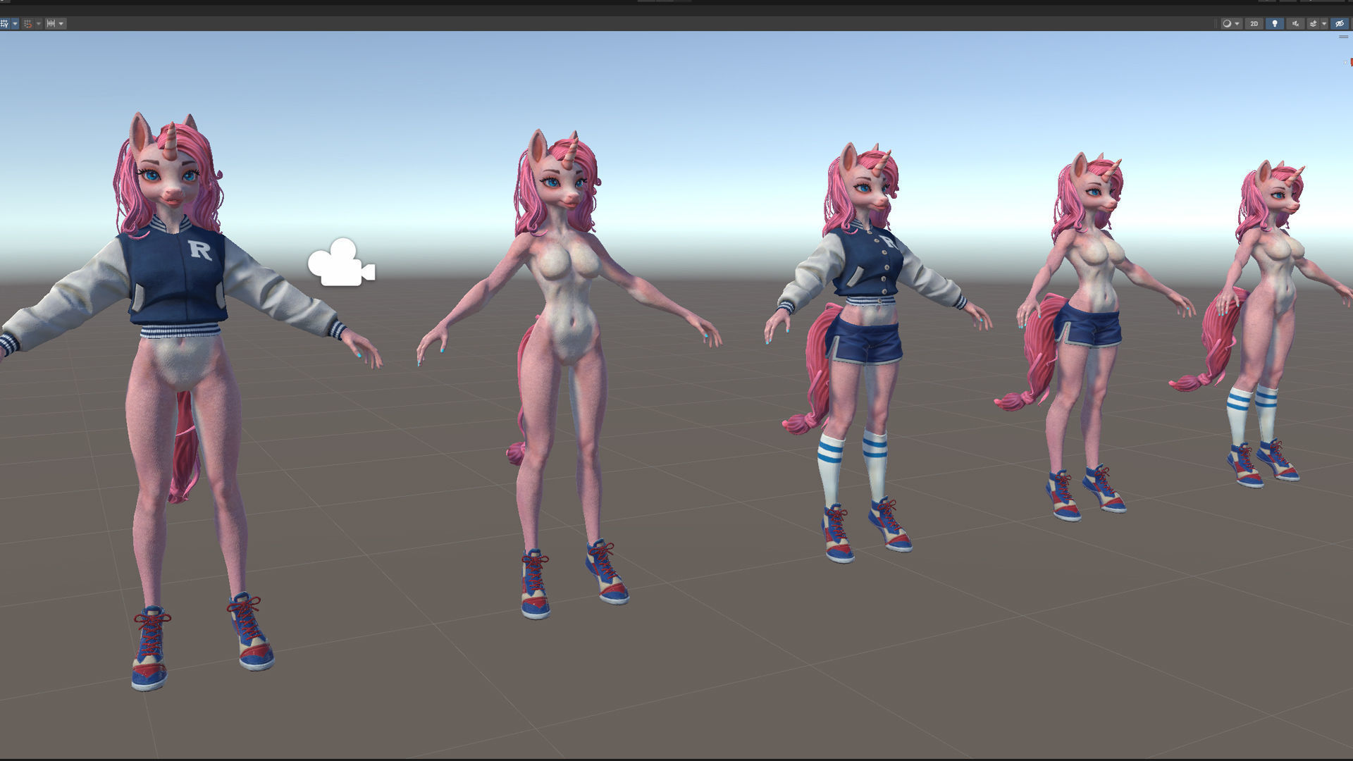Unicorn girl Low-poly 3D model_26
