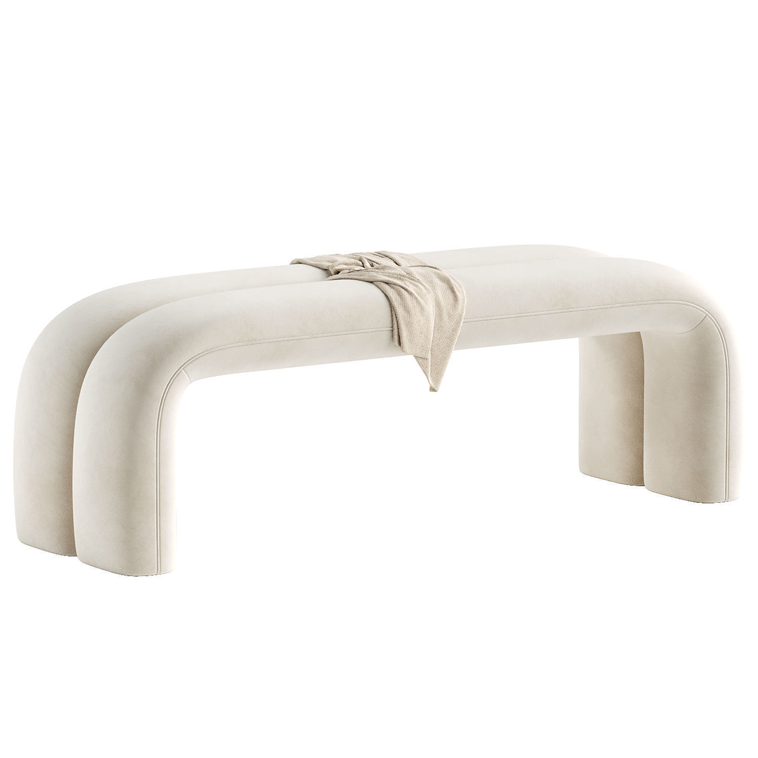 Leigh Velvet Channeled Bench 3D model_1