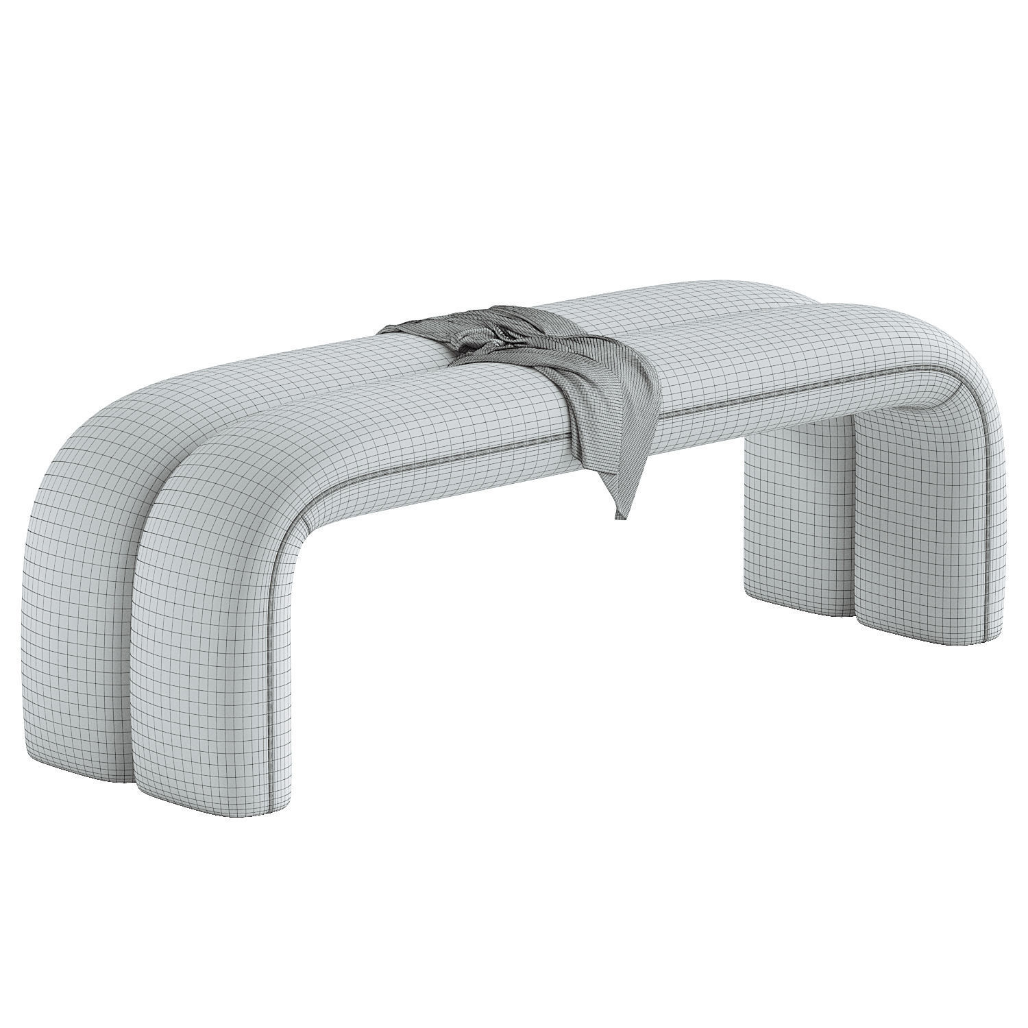 Leigh Velvet Channeled Bench 3D model_3