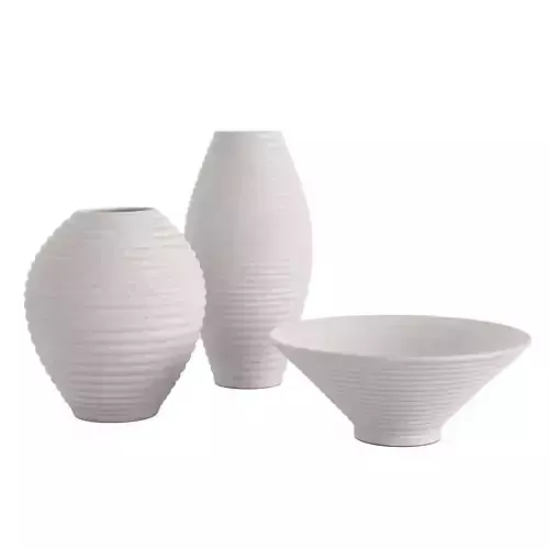 Otsu Round White Ceramic Textured Vase