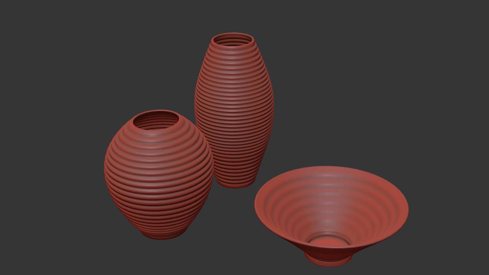 Otsu Round White Ceramic Textured Vase 3D model_6