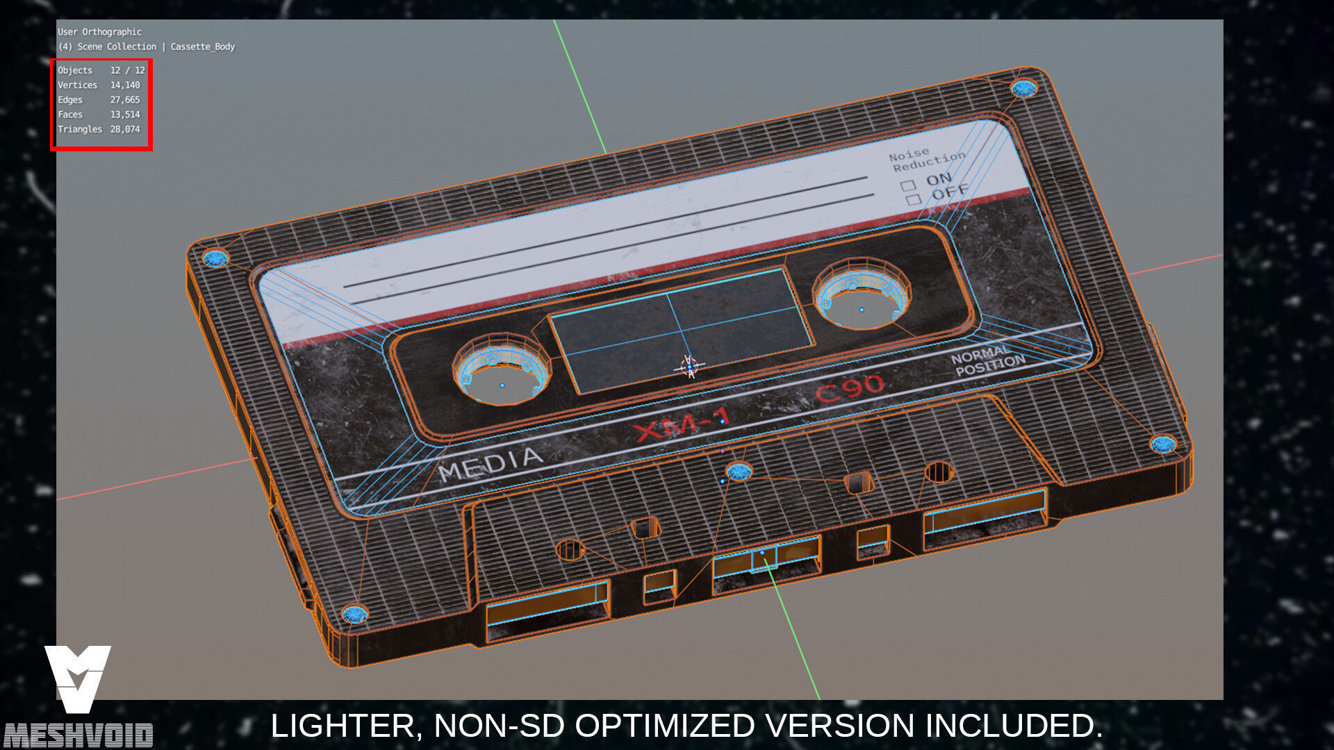 RETRO AUDIOTAPE SUBD AND NONSUBD LOWPOLY WITH 4 TEXTURE SETS Low-poly 3D model_15
