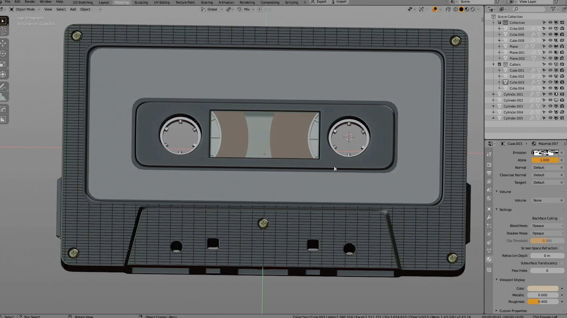 RETRO AUDIOTAPE SUBD AND NONSUBD LOWPOLY WITH 4 TEXTURE SETS Low-poly 3D model_17